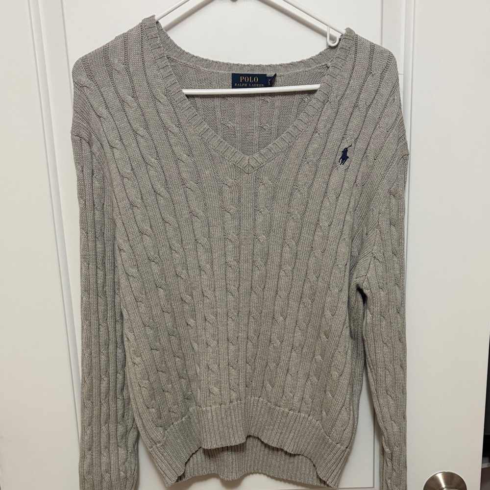 Polo by Ralph Lauren Women's V-Neck Sweater in Gray